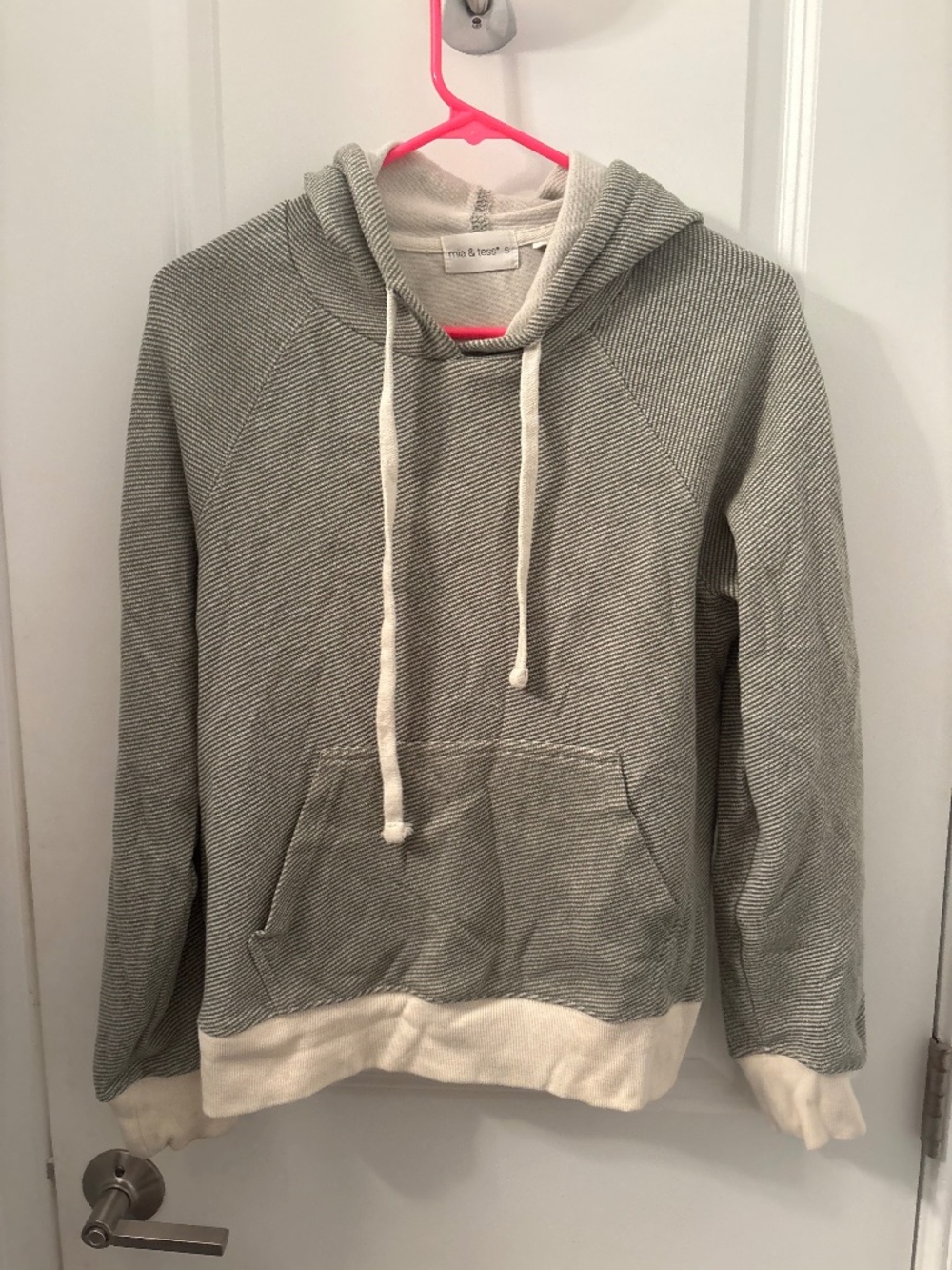 Mia & Tess Green/White Striped Comfy Hooded Pullover Size Small